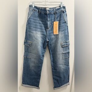 Risen Women's Blue Cargo Jeans